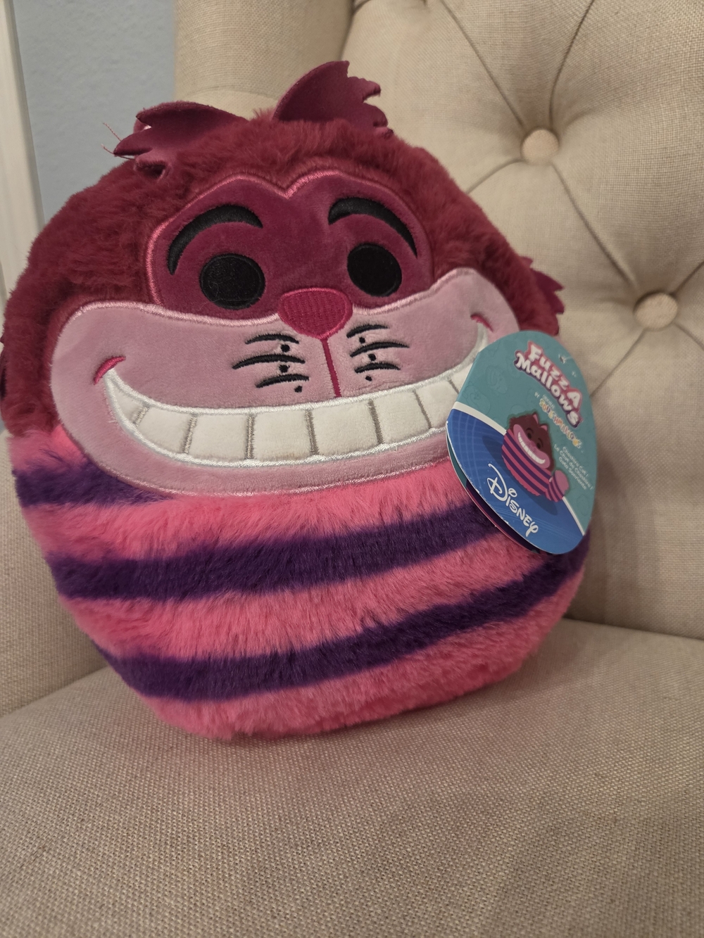 Disney FuzzaMallow Cheshire Cat Plush Coin Purse - Dark Pink & Purple